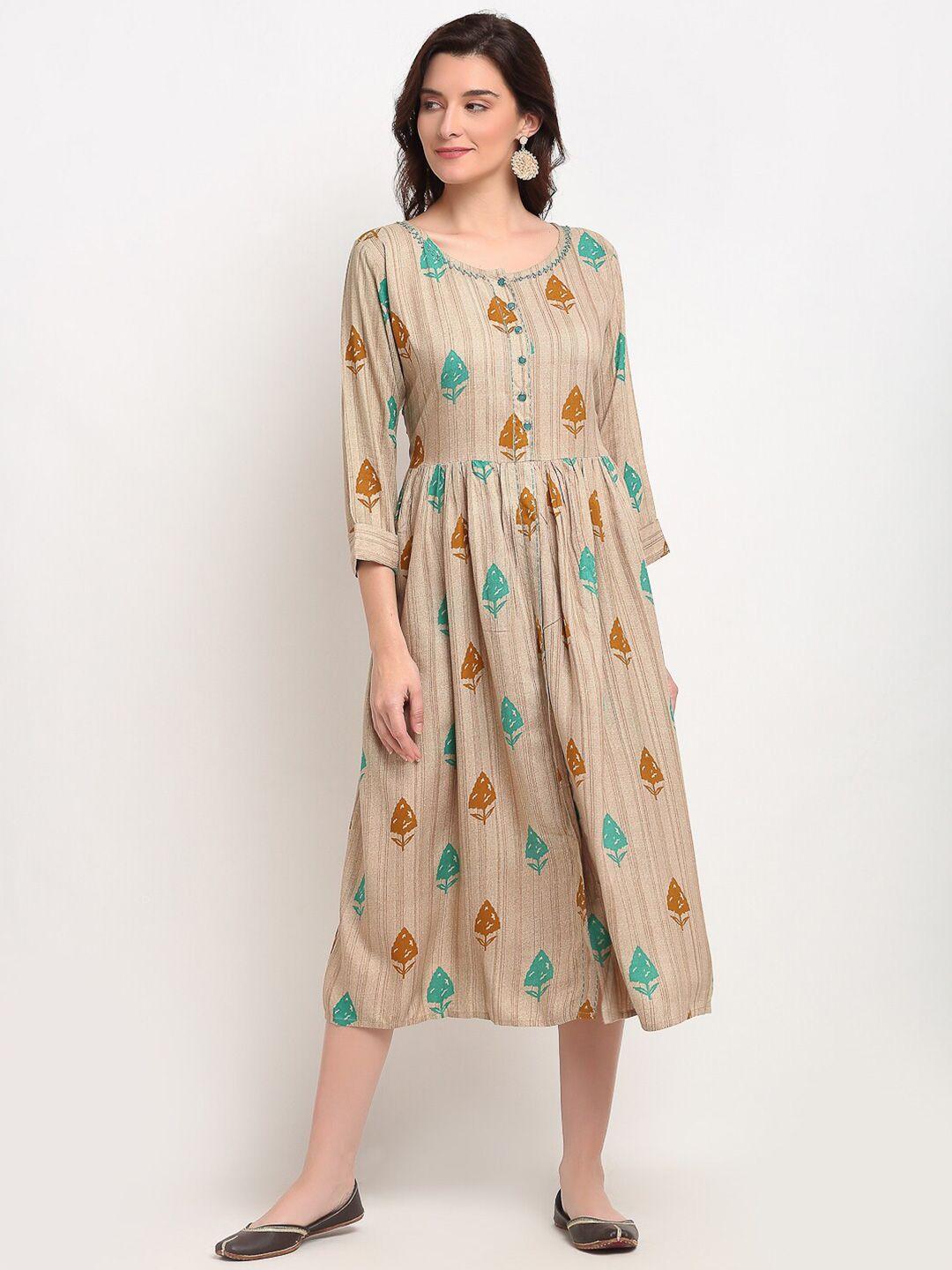 lovely lady grey floral fit & flare midi dress