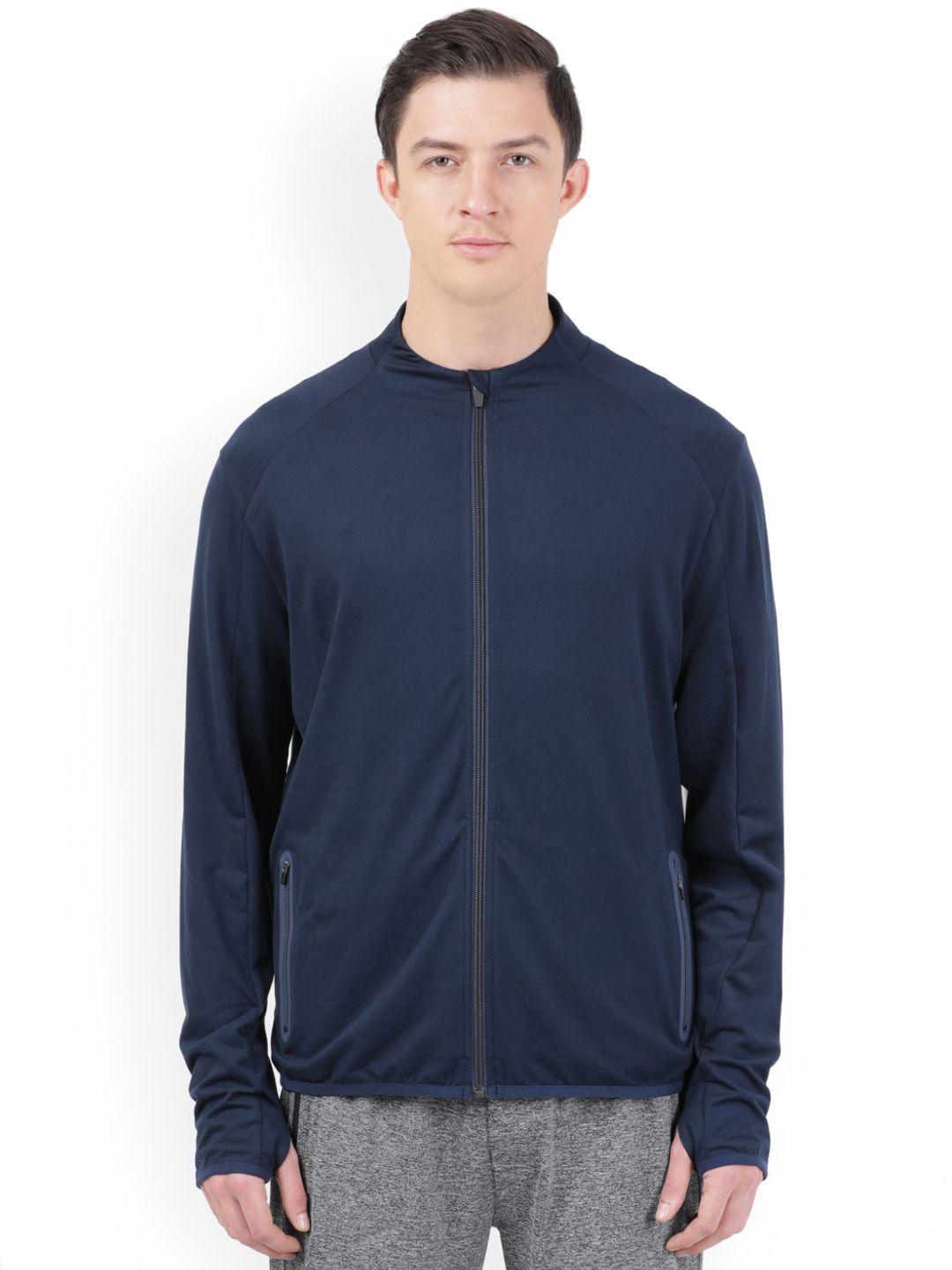 jockey men blue solid sporty jacket