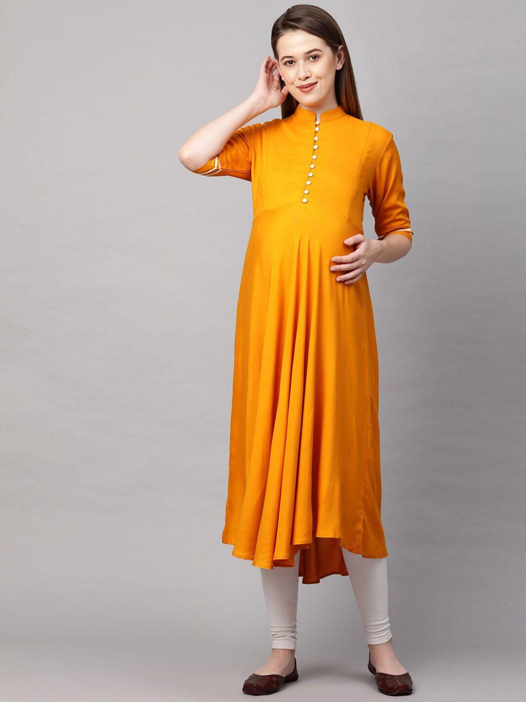 momtobe women yellow maternity nursing anarkali kurta