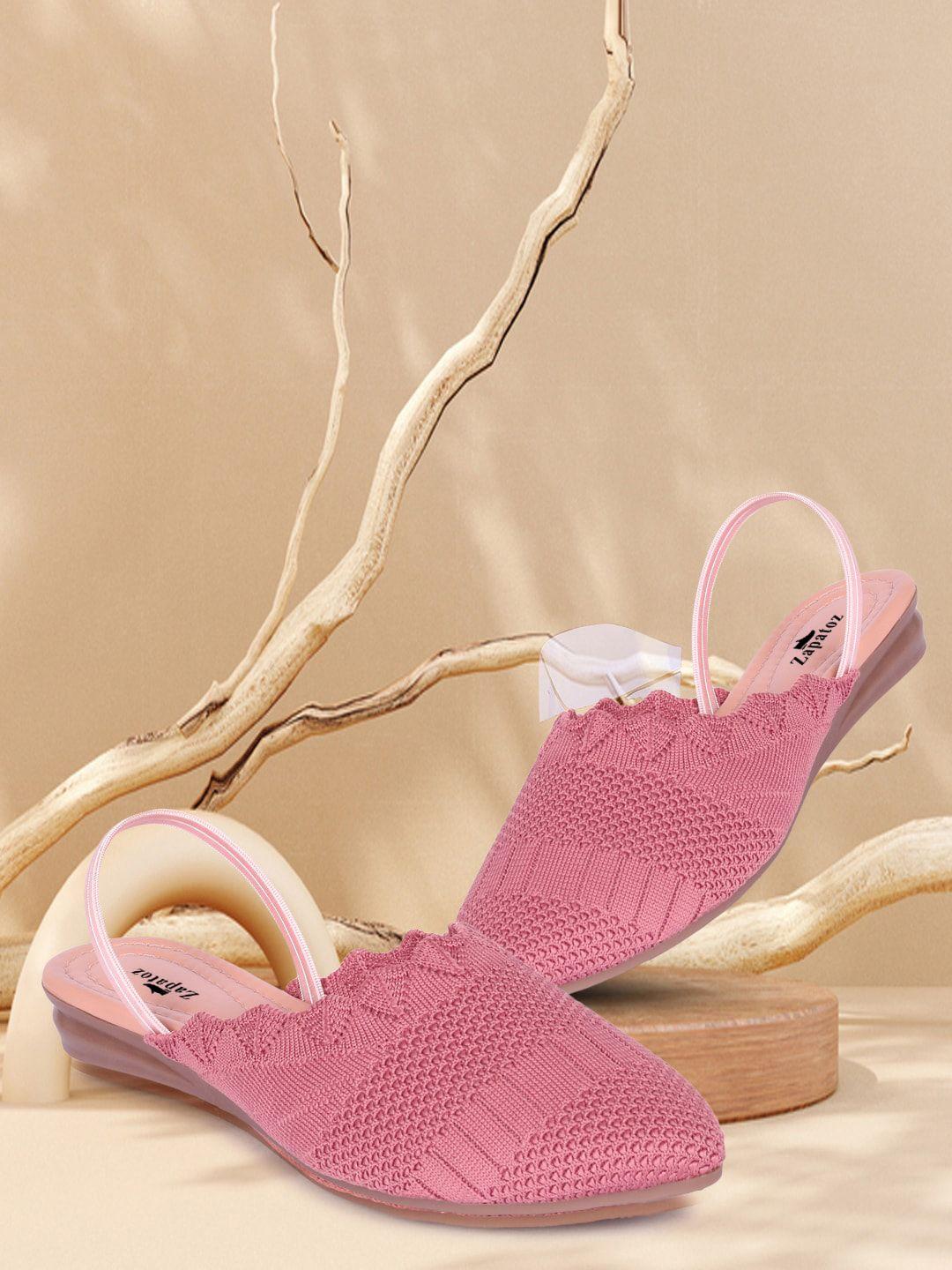 zapatoz women peach woven design mules