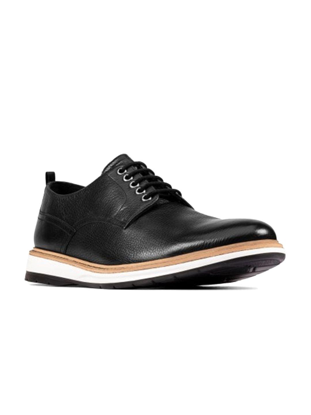 clarks men black leather sneakers