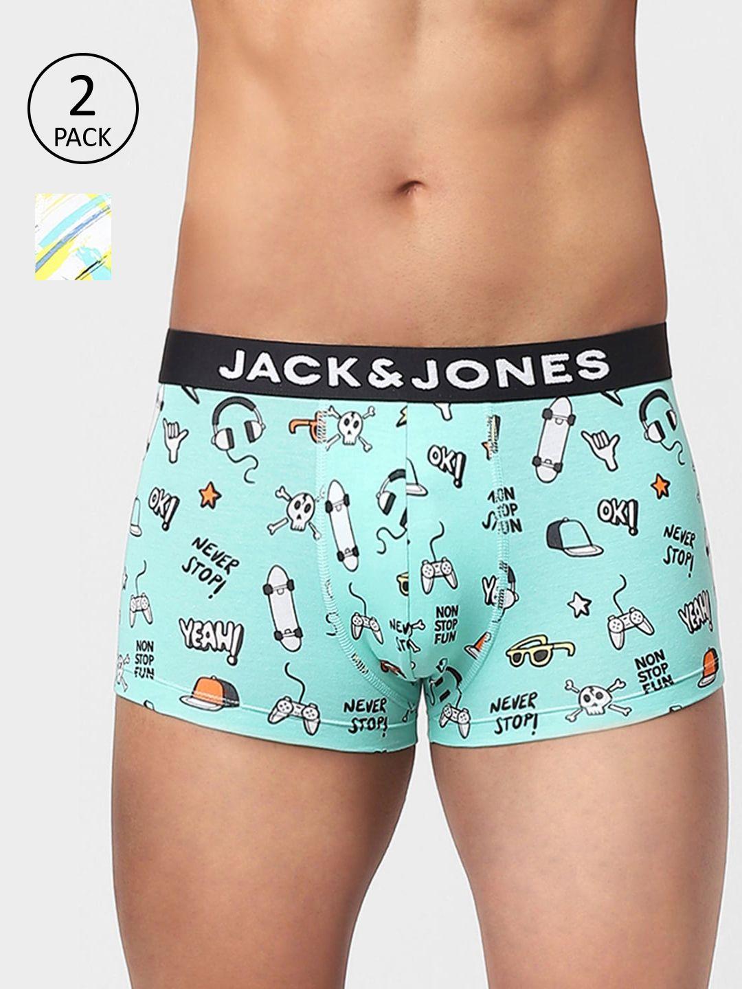 jack & jones men pack of 2 printed cotton trunks