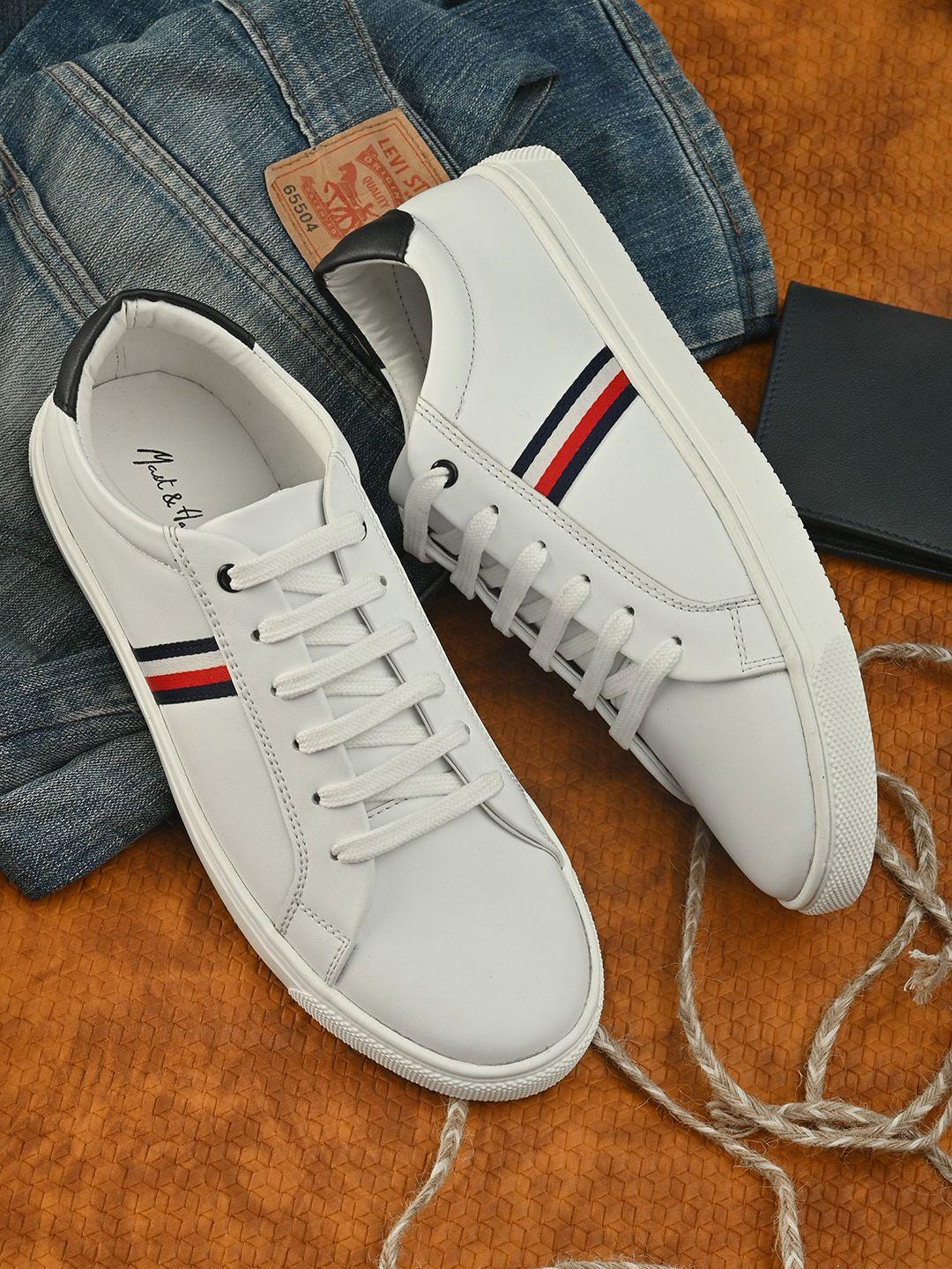 mast & harbour men white striped sneakers