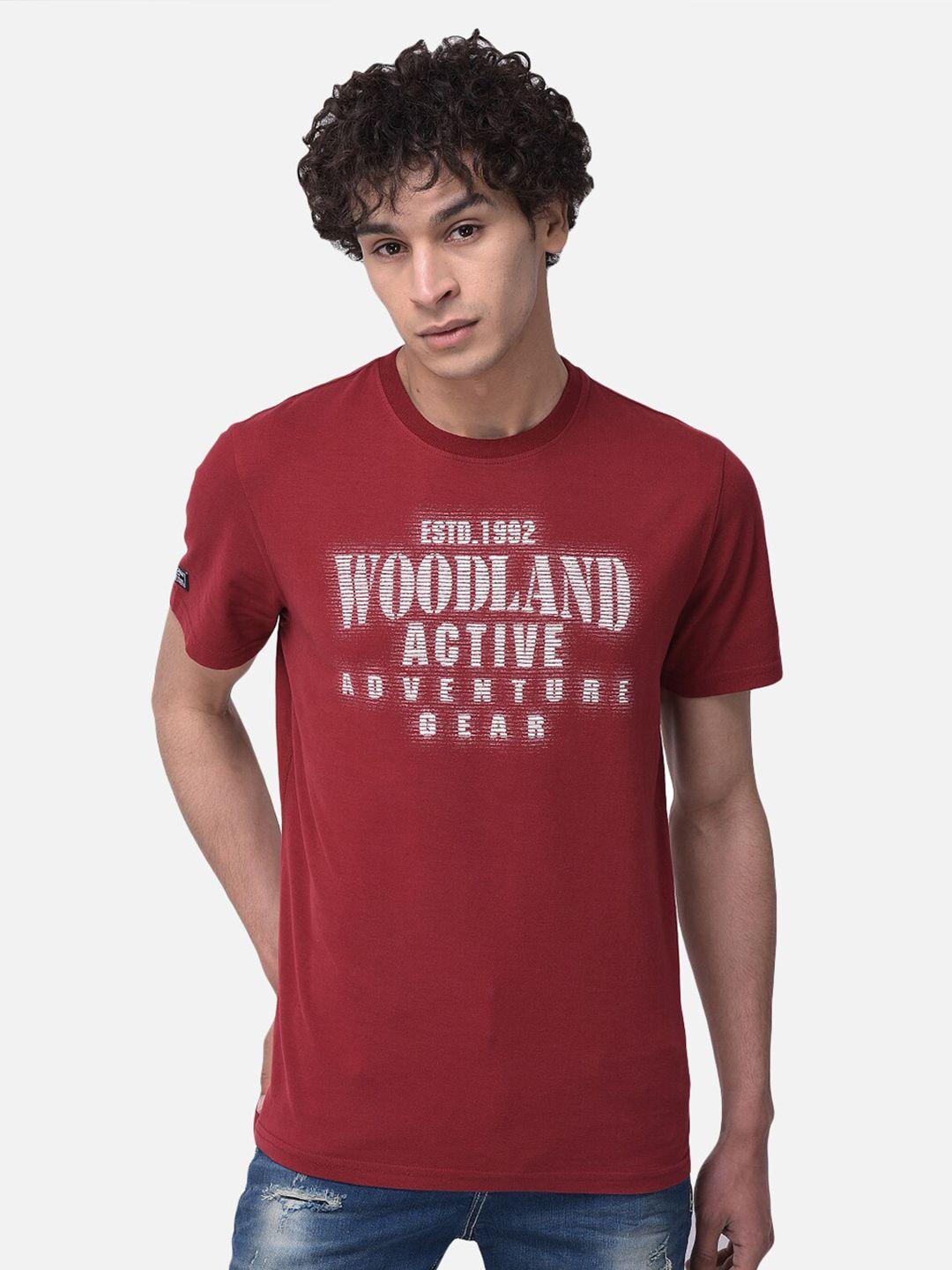 woodland men red printed pockets t-shirt