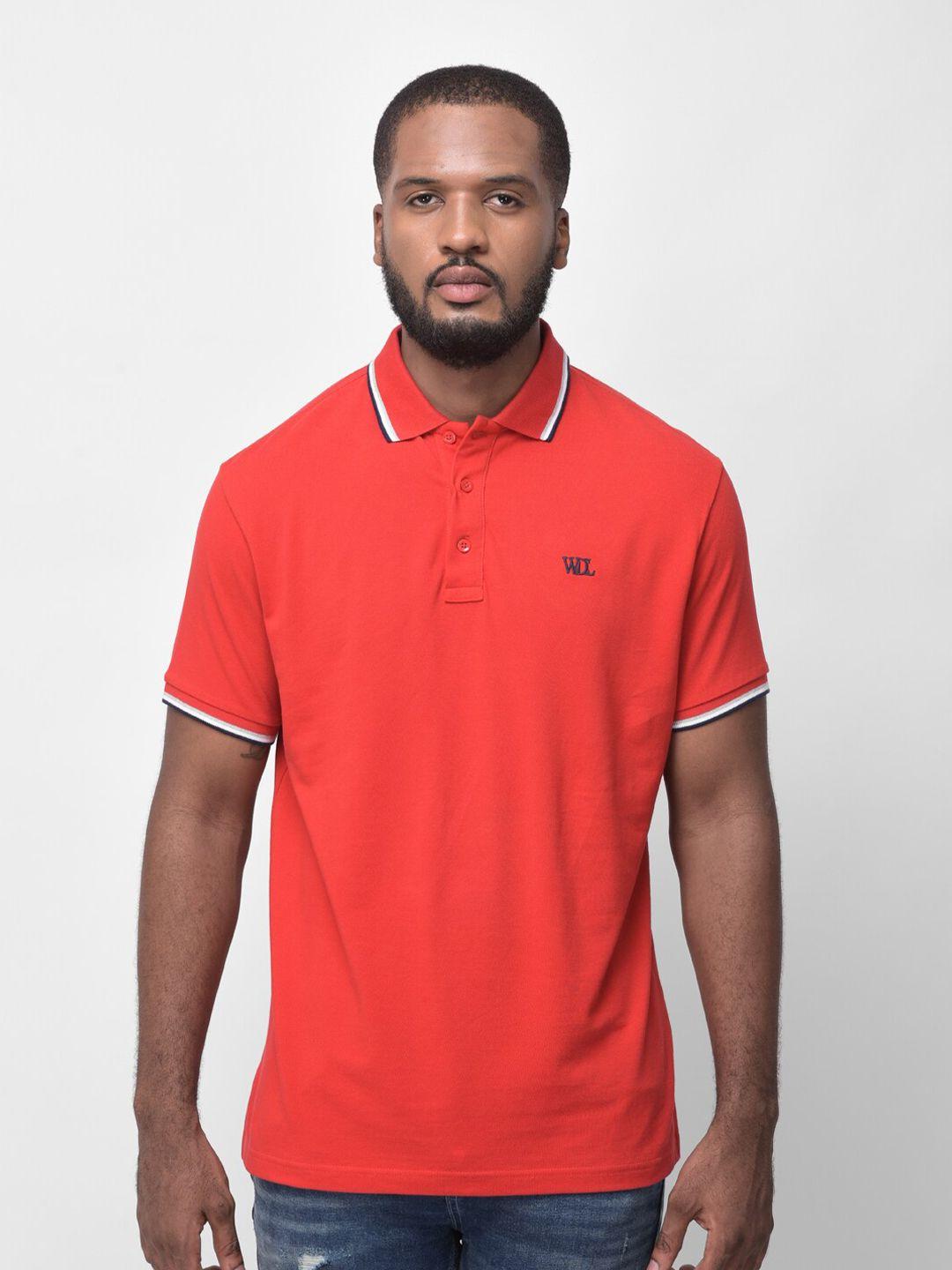 woodland men red polo collar t-shirt