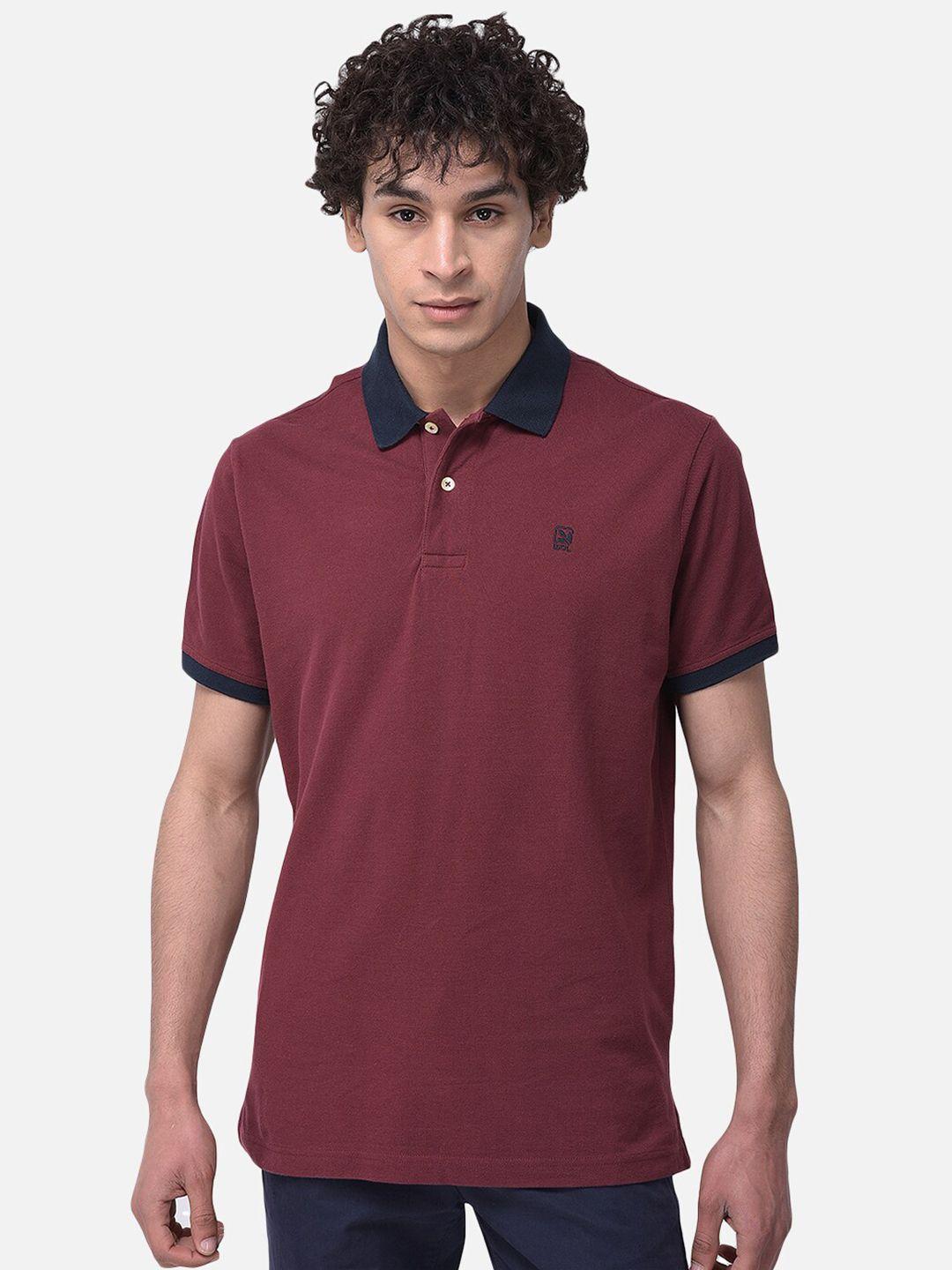 woodland men maroon polo collar t-shirt