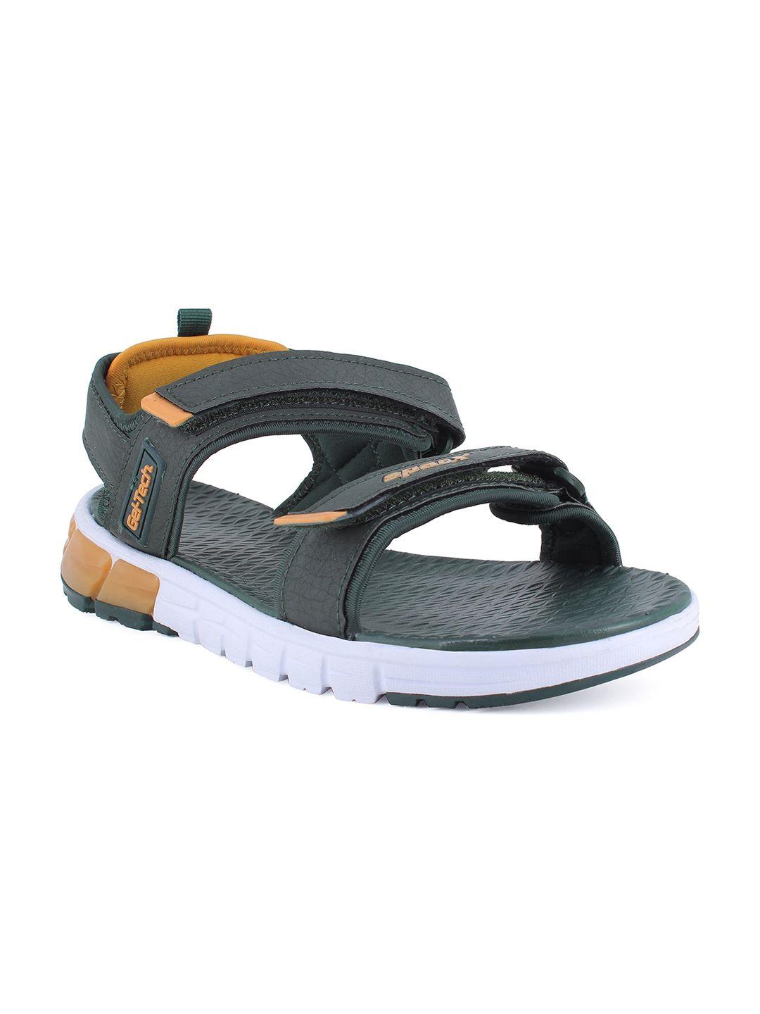 sparx men green & white solid sports sandals