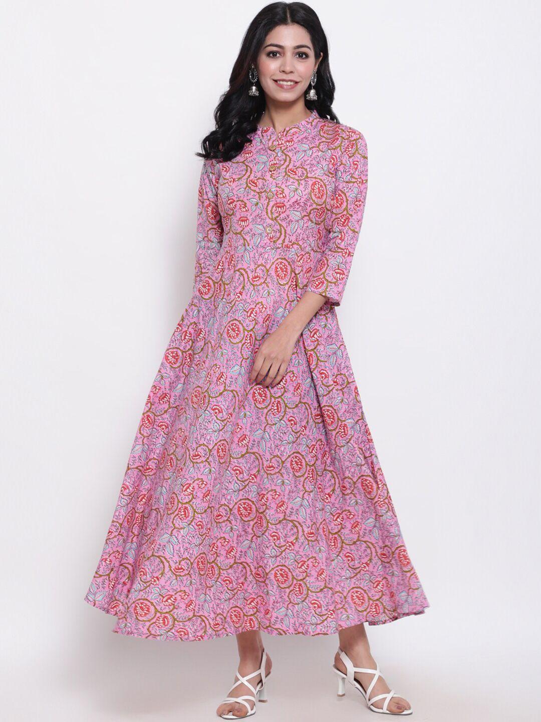 glam roots women pink ethnic motifs maxi dress