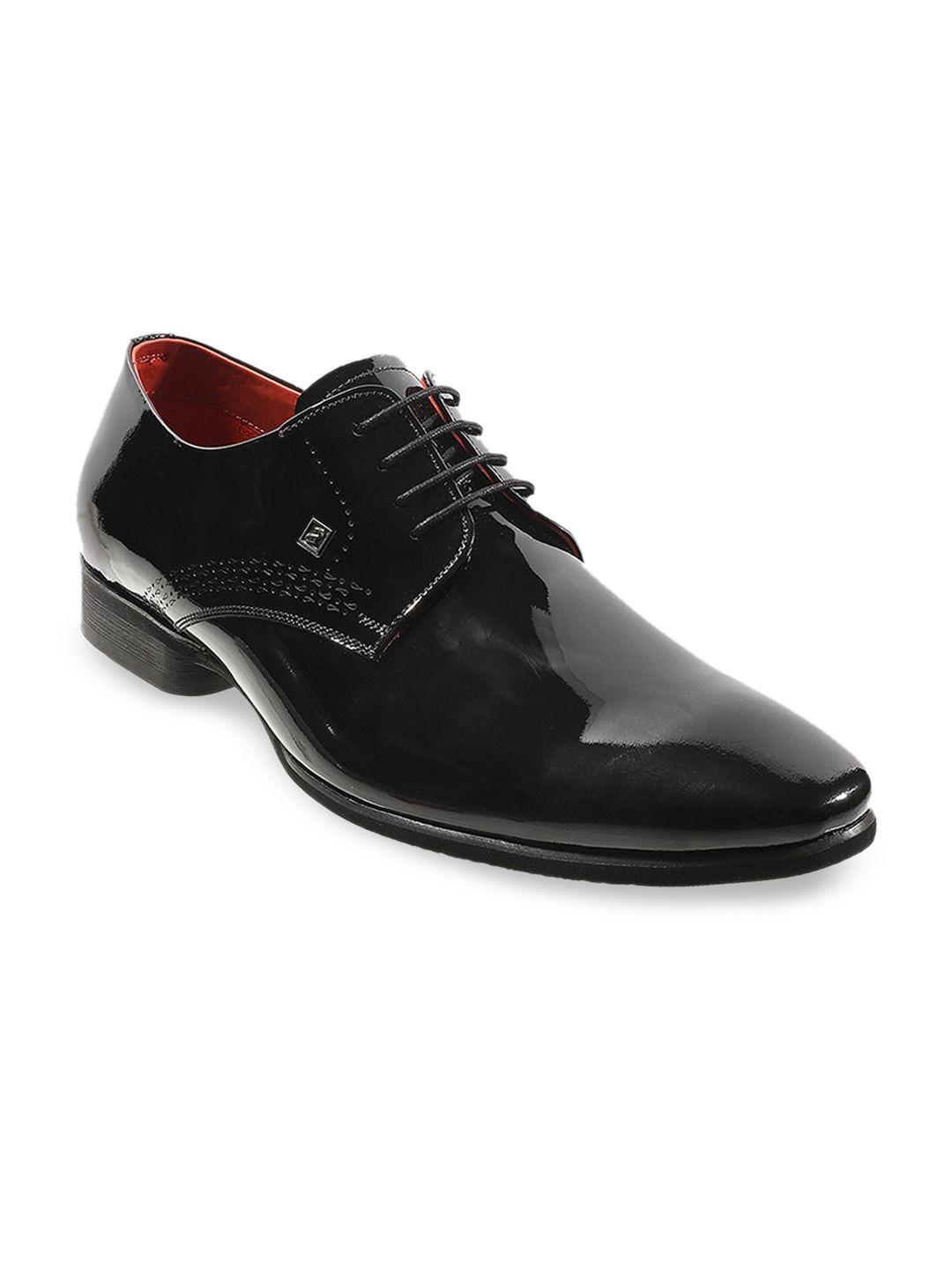 j.fontini men black solid leather derby