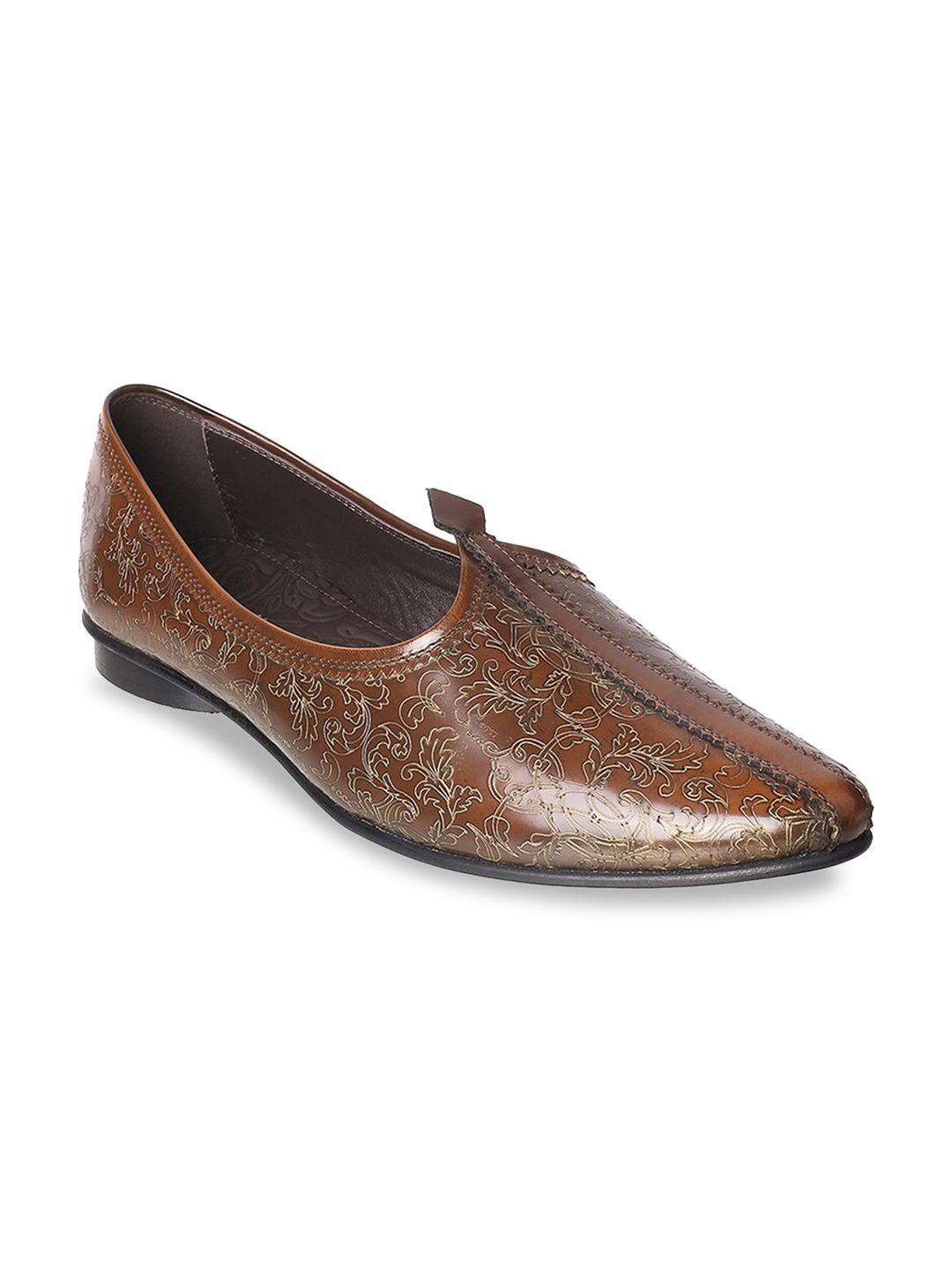 j fontini men brown printed leather mojaris