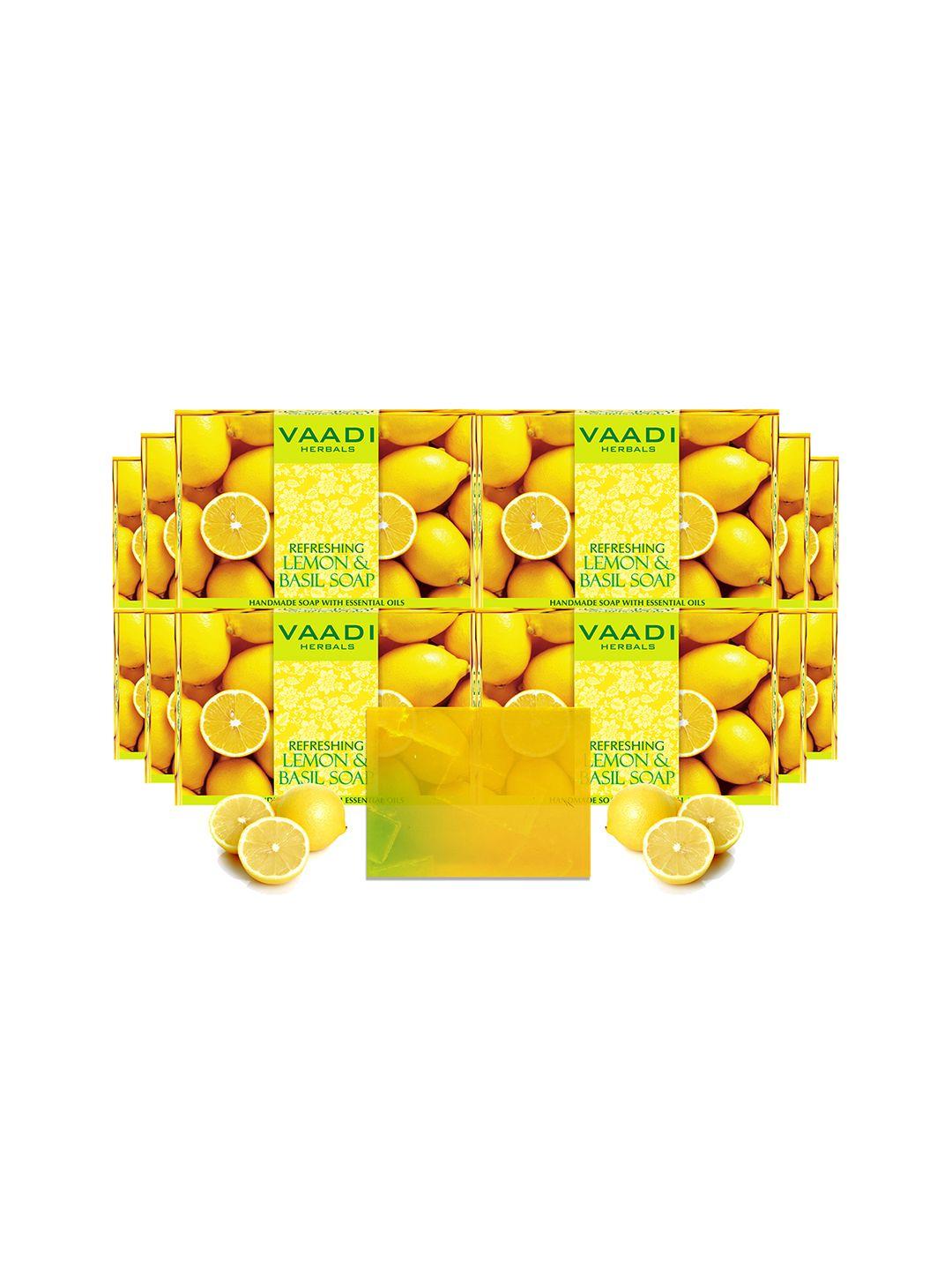 vaadi herbals set of 12 refreshing lemon & basil soap - 75 g each