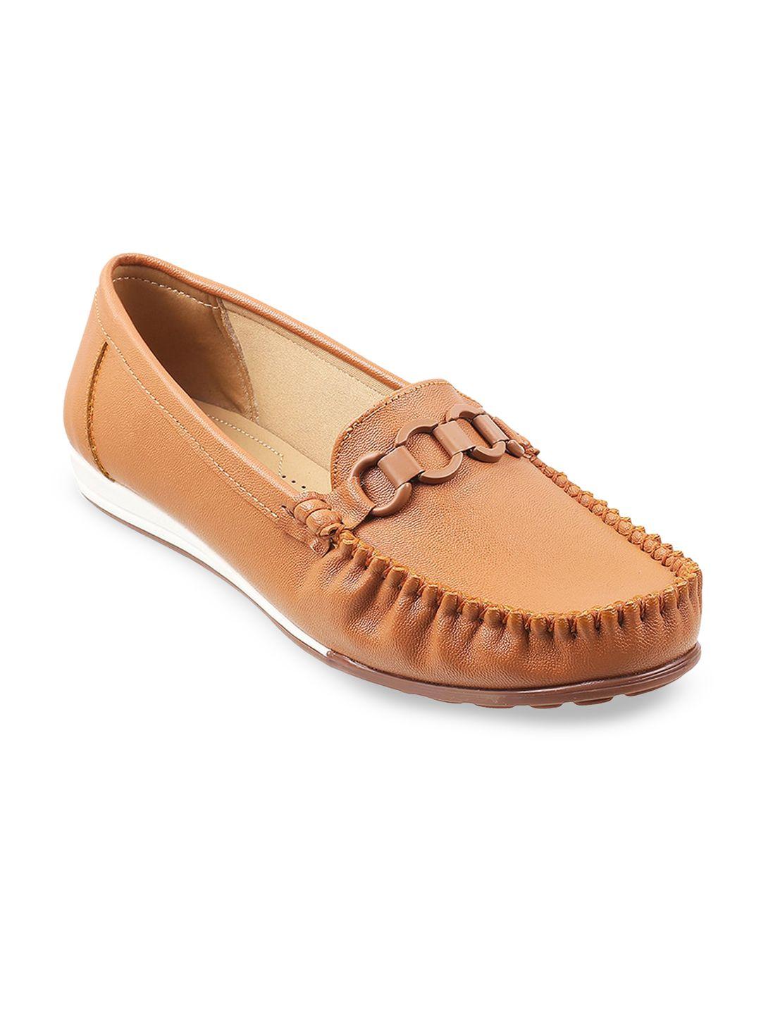 metro women tan printed ballerinas flats