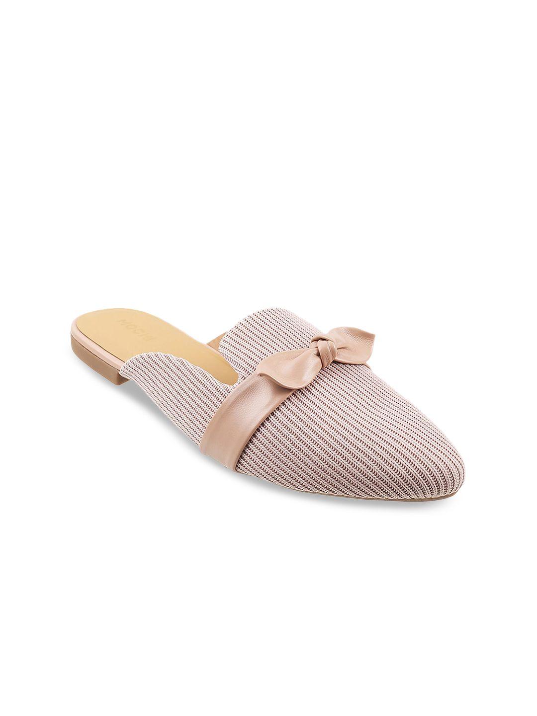 mochi women peach-coloured mules flats