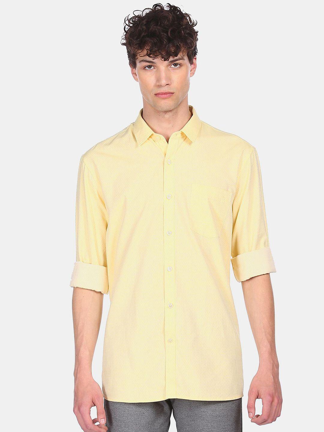 excalibur men yellow casual shirt