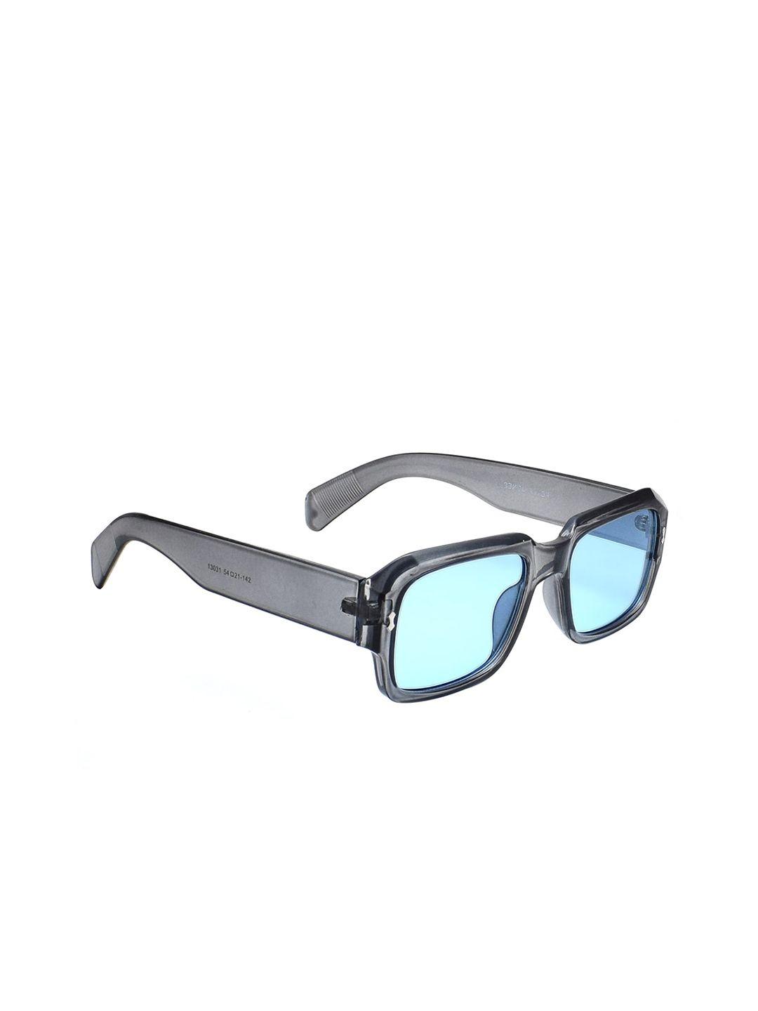 peter jones eyewear unisex blue lens & black square sunglasses with uv protected lens