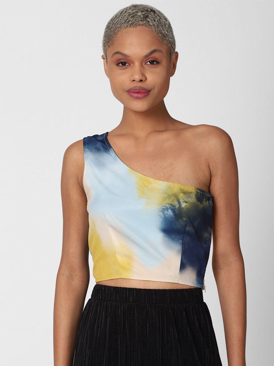 forever 21 women multicoloured printed one shoulder top