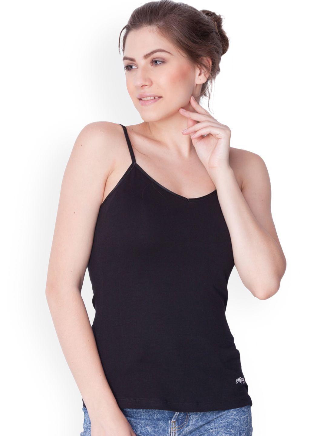 dollar missy women black pack of 2 solid cotton camisole