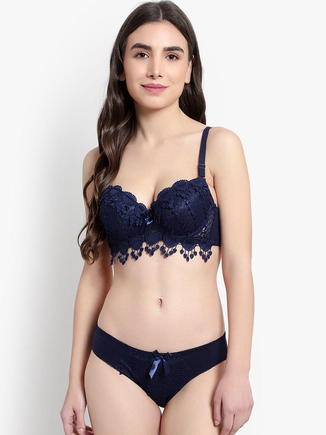 brachy women navy blue lace bikini lingerie set