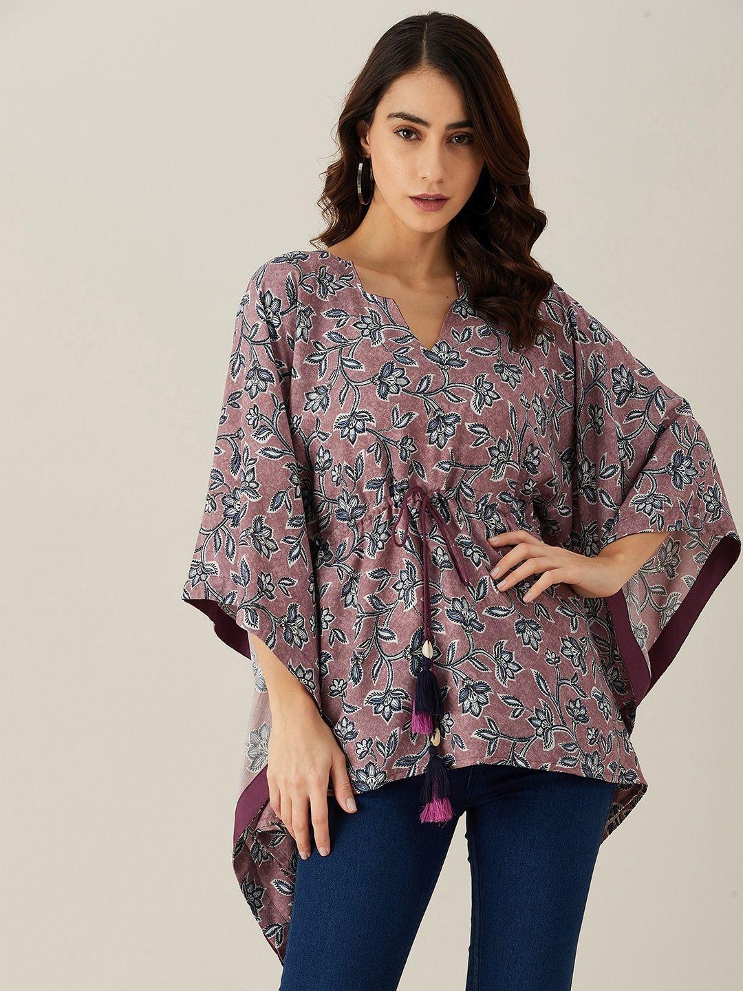 the kaftan company mauve floral print kaftan top