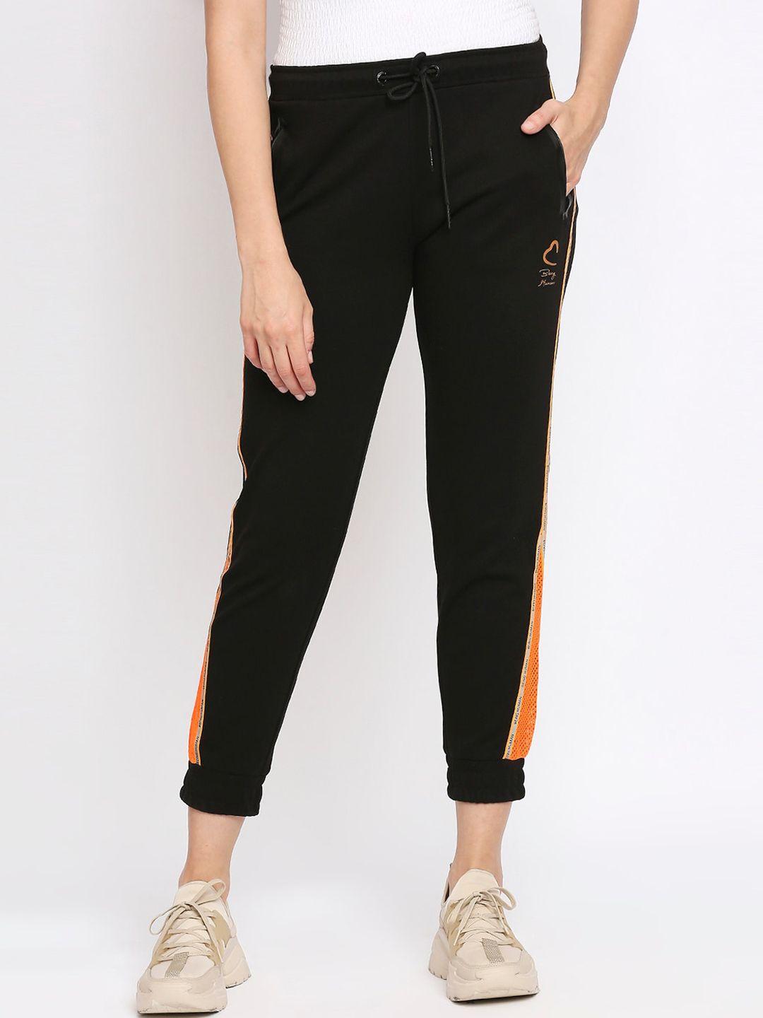 being human women black & orange colourblocked joggers