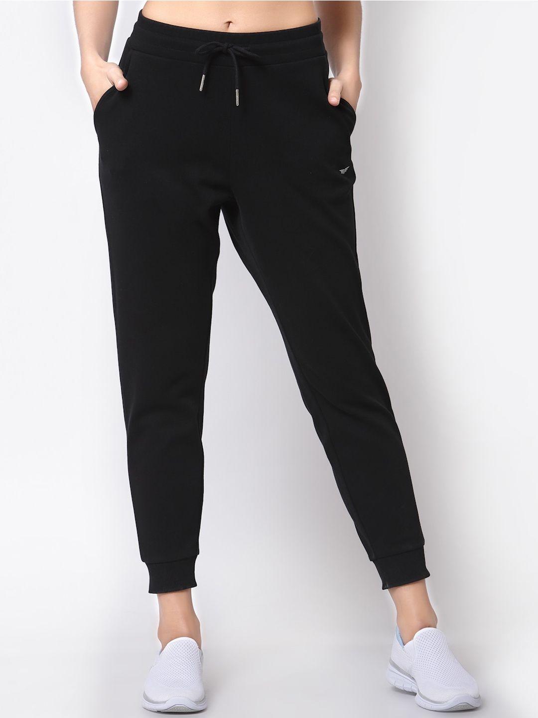 mode by red tape women black solid regular fit jogger