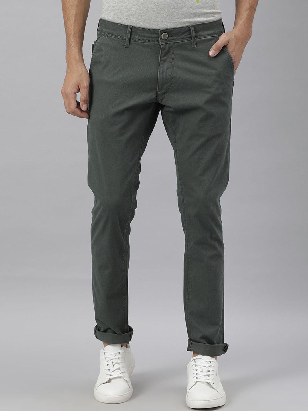 rare rabbit men olive green slim fit cotton jeans