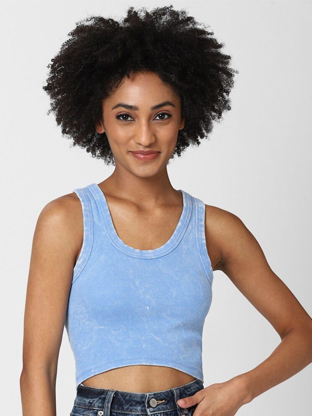 forever 21 blue tank crop top