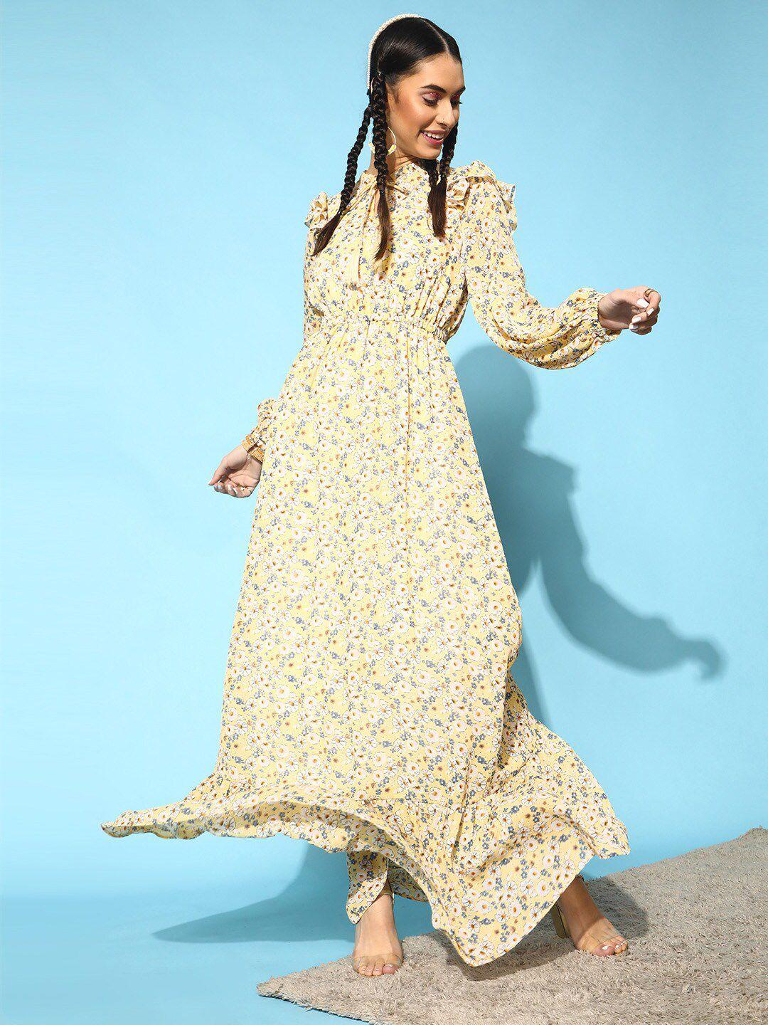 street 9 women bright yellow floral dress