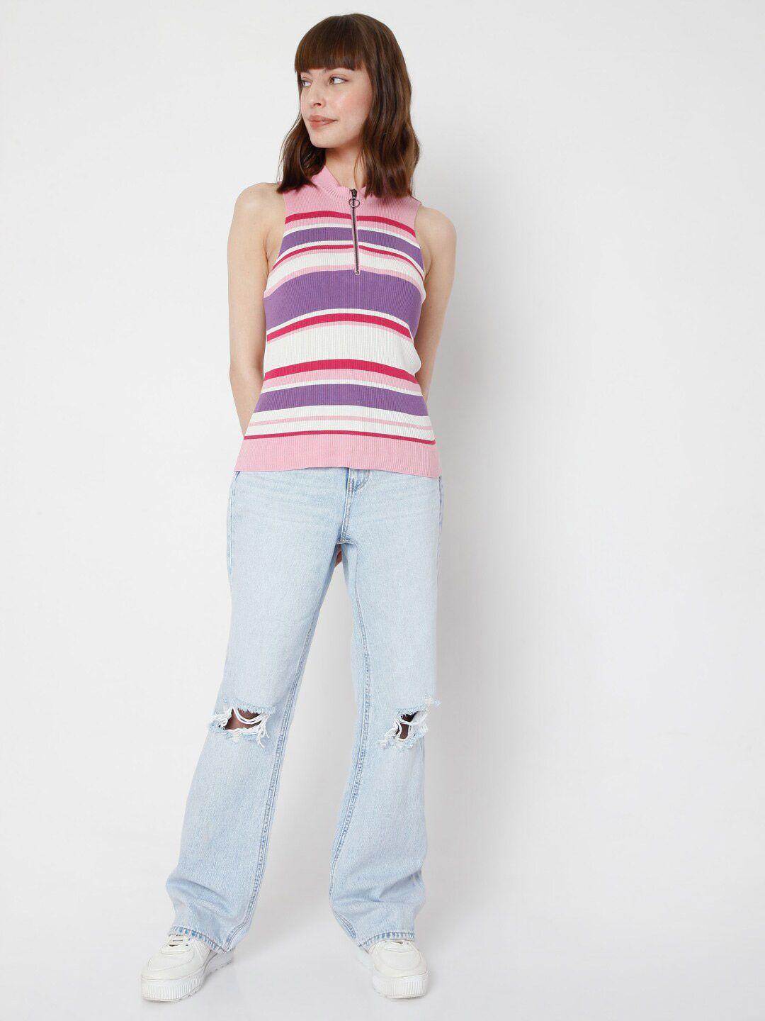 vero moda pink & violet striped top