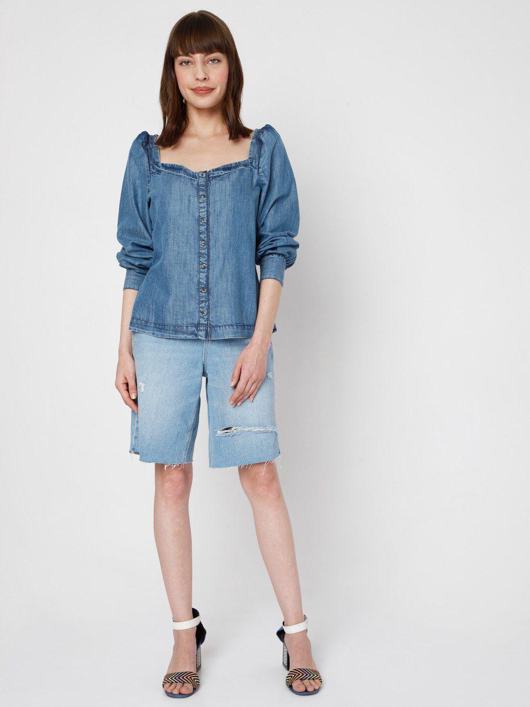 vero moda blue denim top