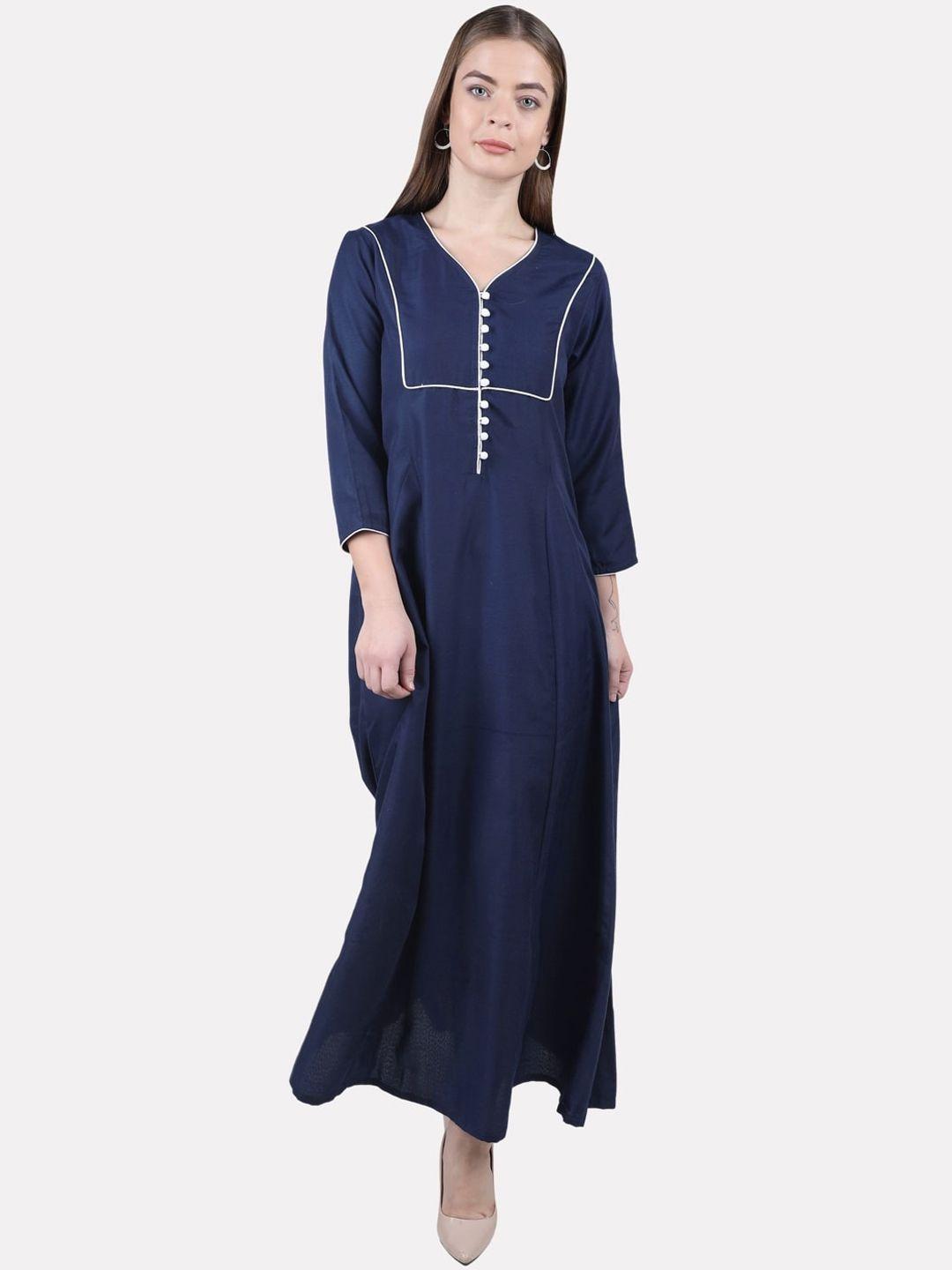 kalini women blue thread work anarkali kurta