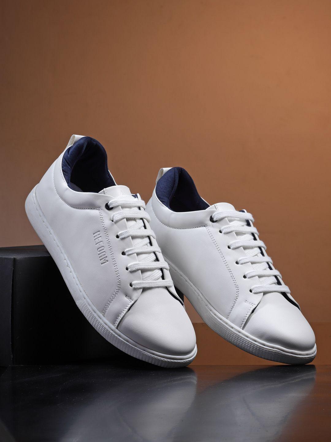 refoam men white synthetic leather casual sneaker