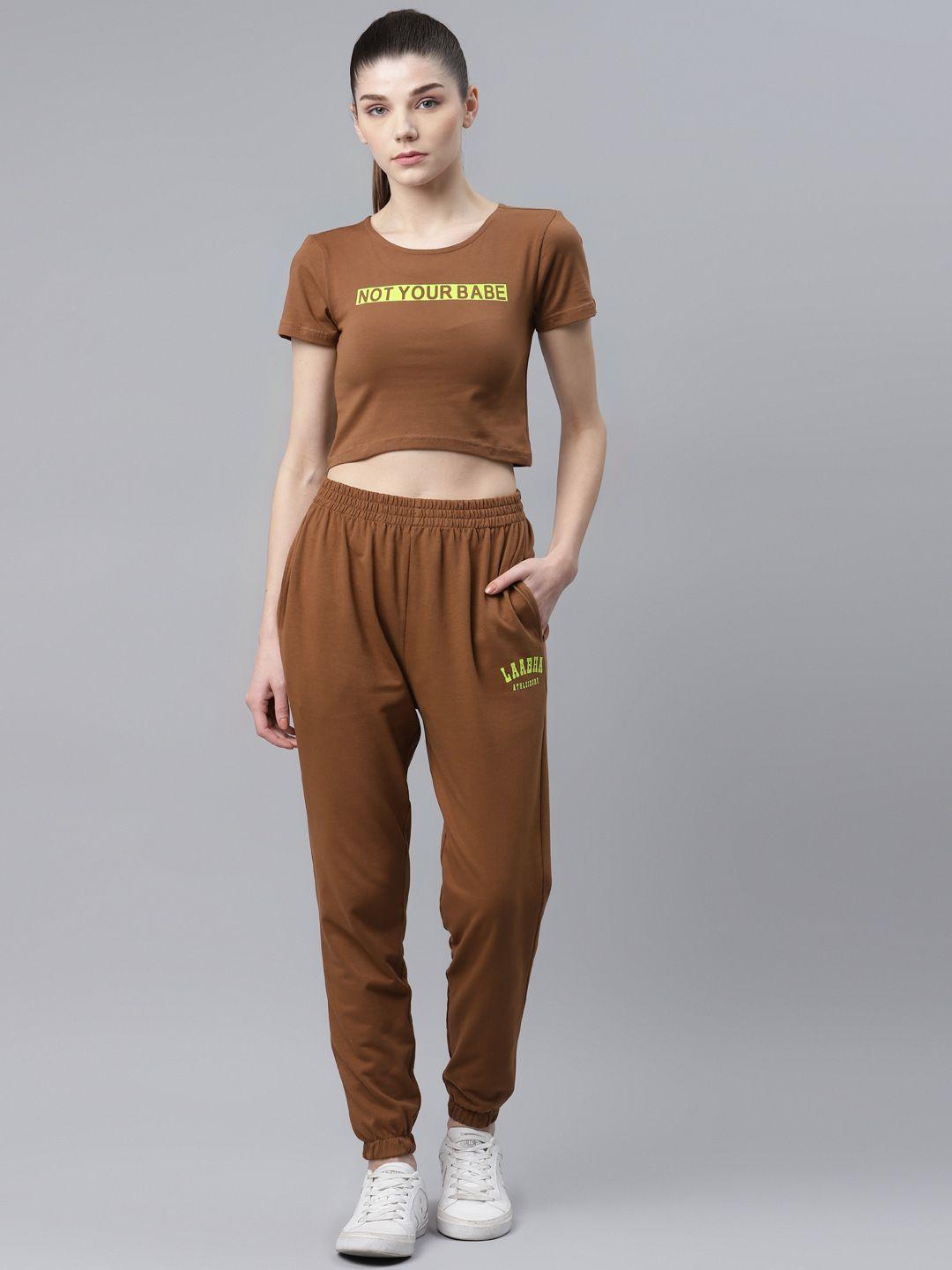 laabha women brown solid track suit