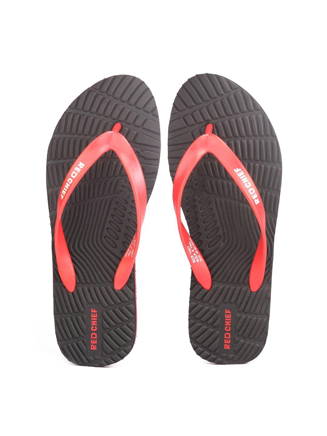 red chief men black & red rubber slip-on flip flops