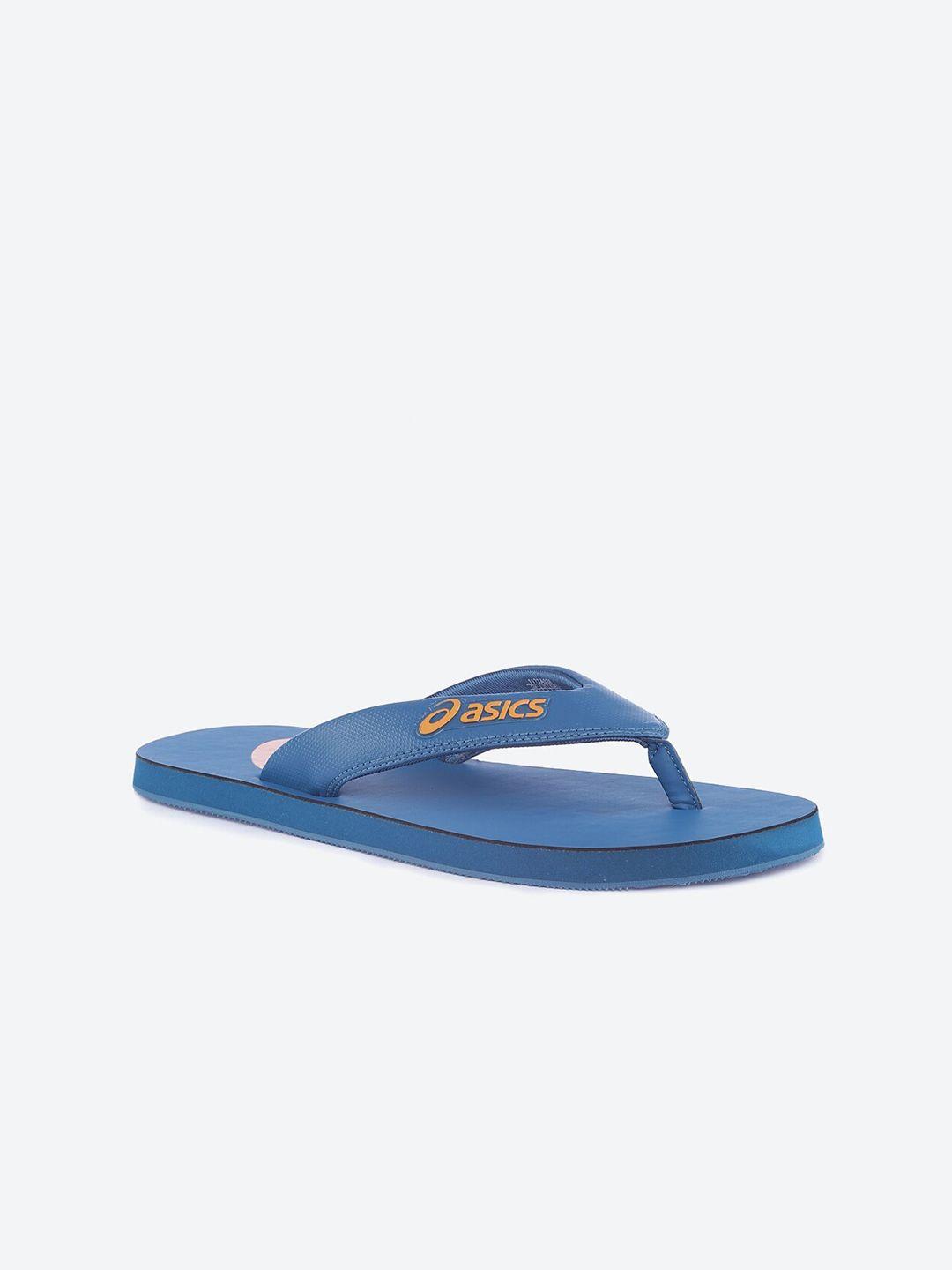 asics unisex blue & orange printed zorian as thong flip-flops