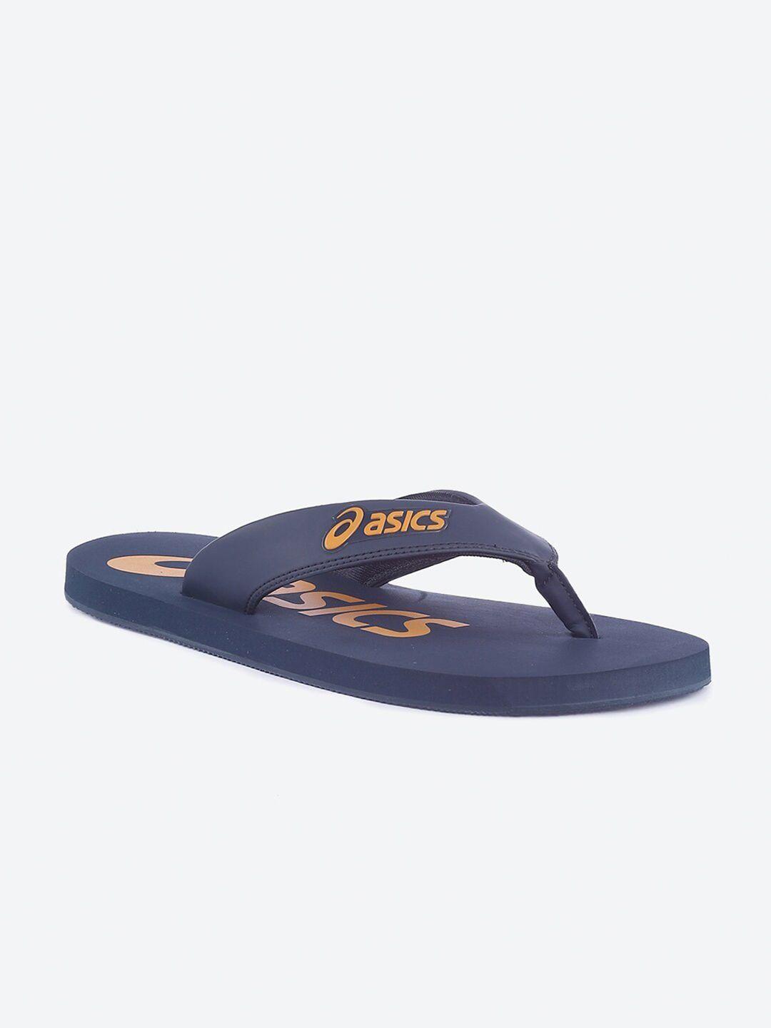 asics unisex blue & yellow printed zorian bm thong flip-flops