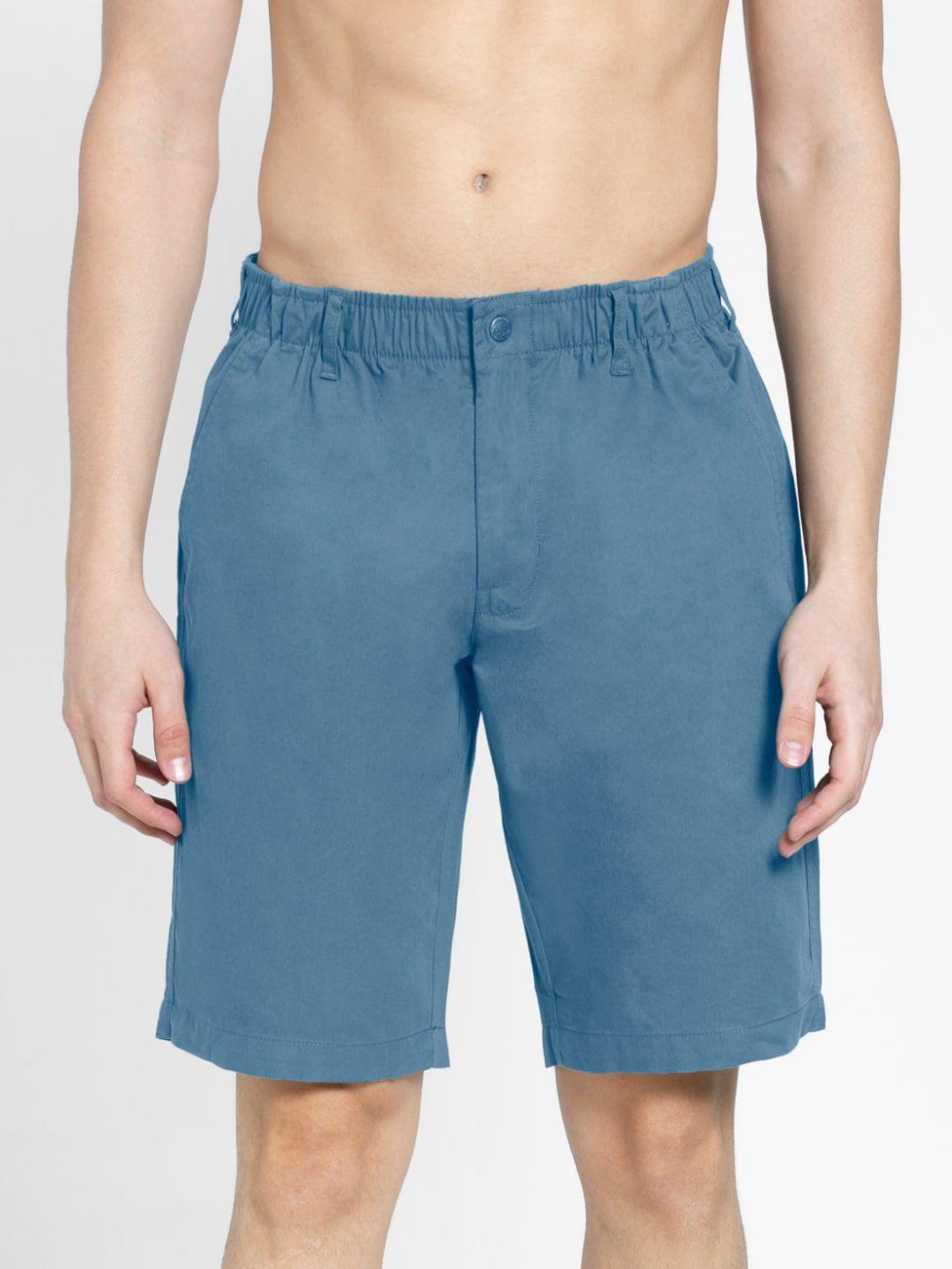 jockey men blue slim fit chino shorts