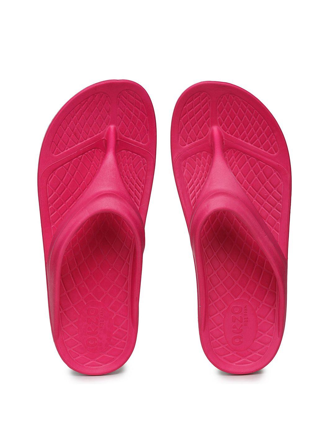 abros women fuchsia rubber thong flip-flops