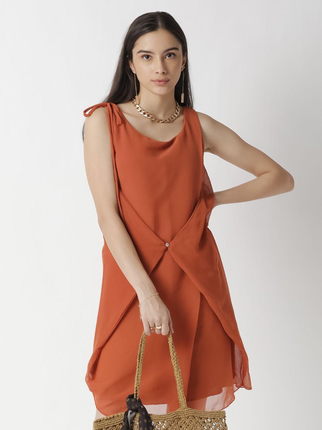 rareism women rust a-line layered dress