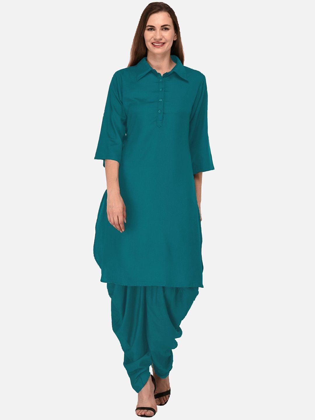 kalini sea green solid pathani kurta