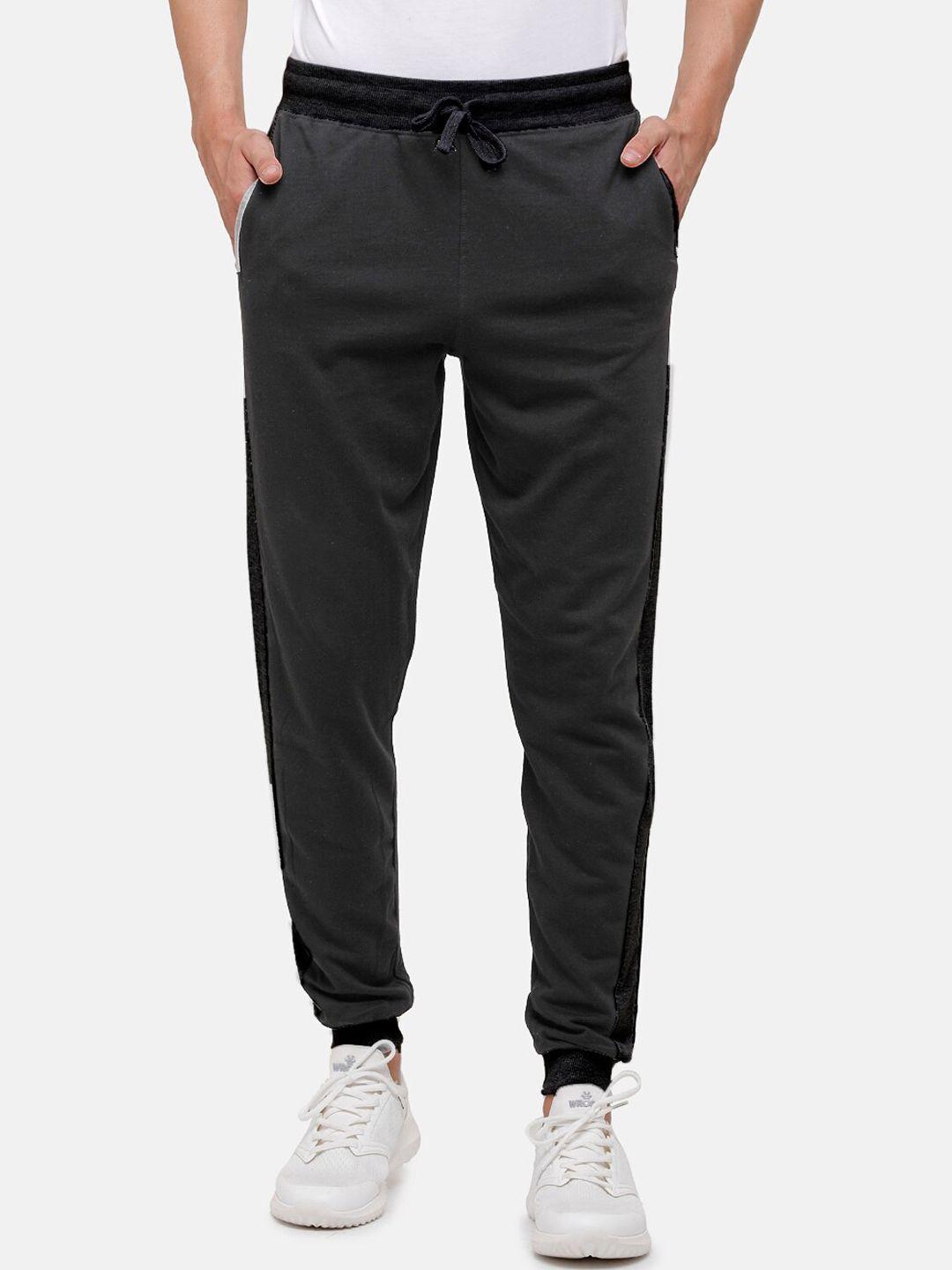 madsto men charcoal solid slim-fit joggers