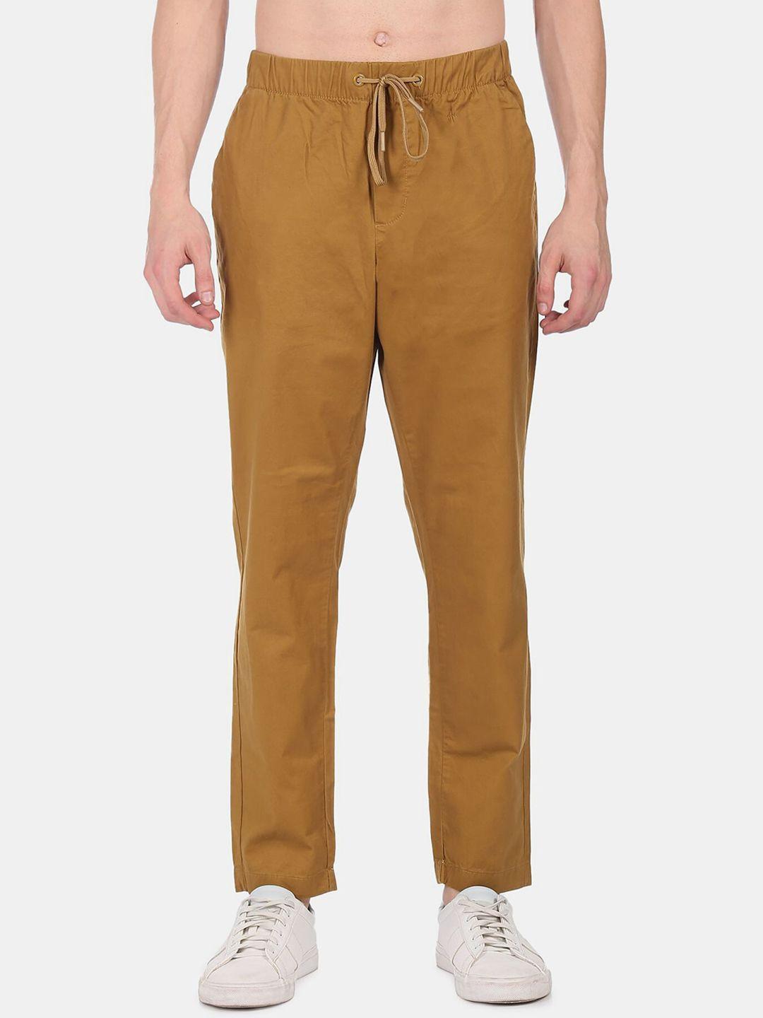 flying machine men mustard solid trousers