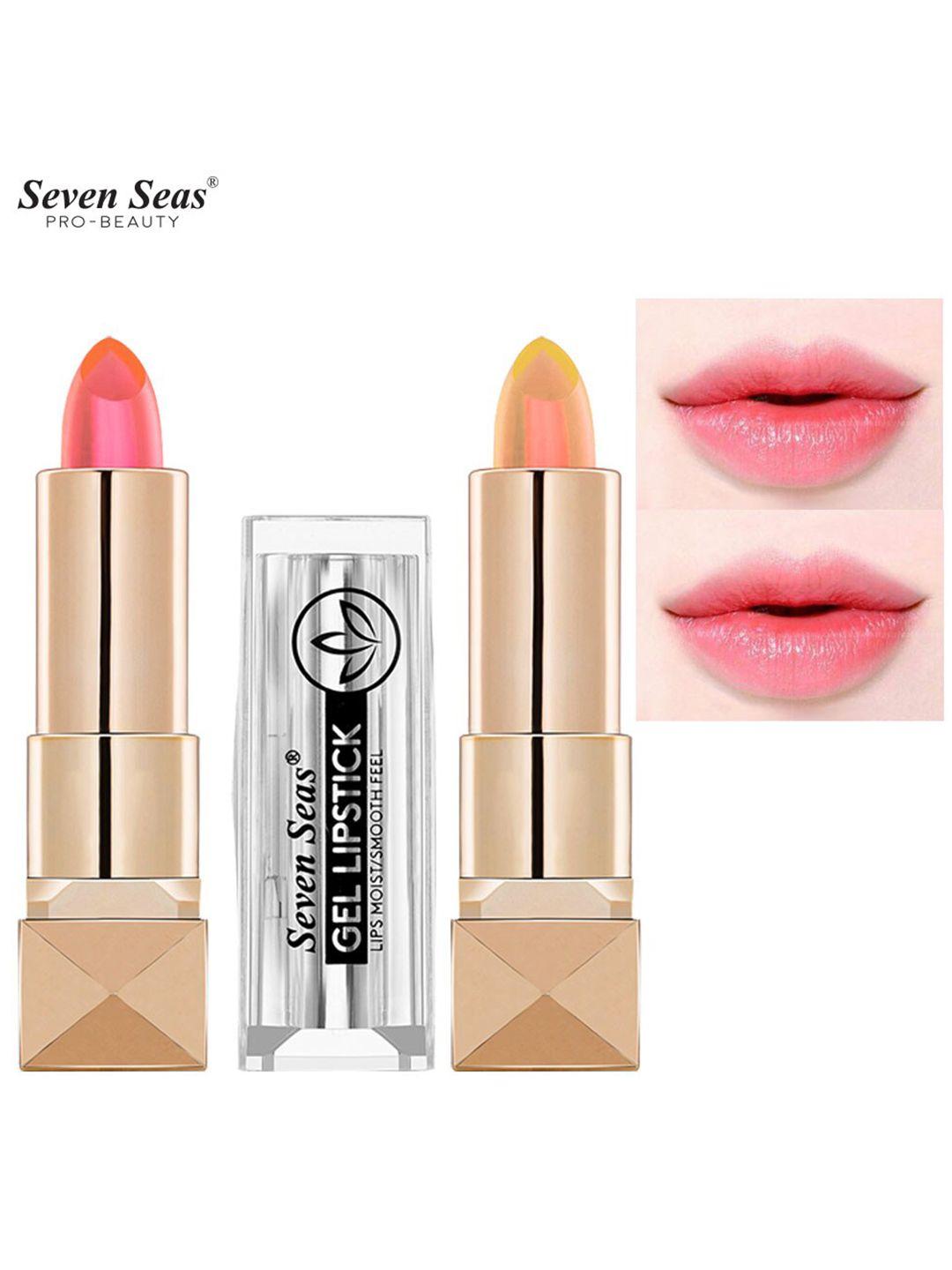 seven seas set of 2 lips moist smooth feel gel lipstick - red & yellow