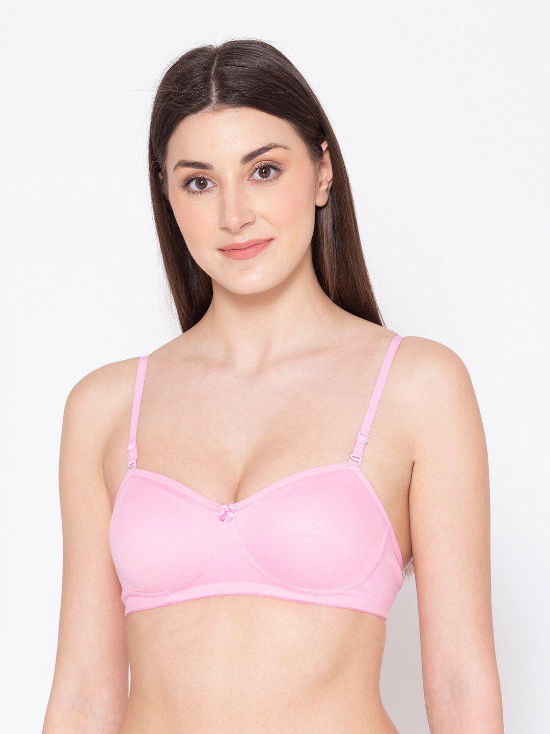 groversons paris beauty women pink non padded non wired t-shirt bra