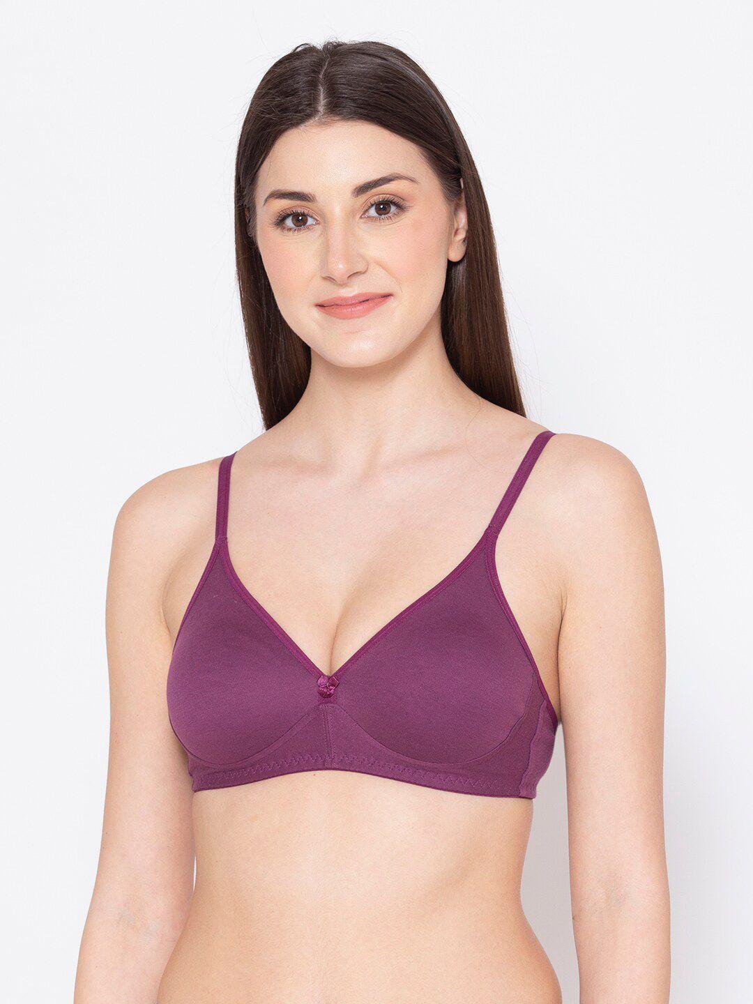 groversons paris beauty women burgundy non padded non wired t-shirt bra