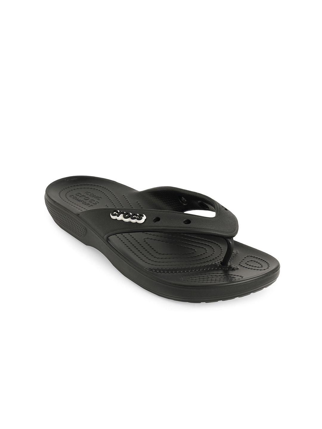 crocs unisex black classic thong flip-flops