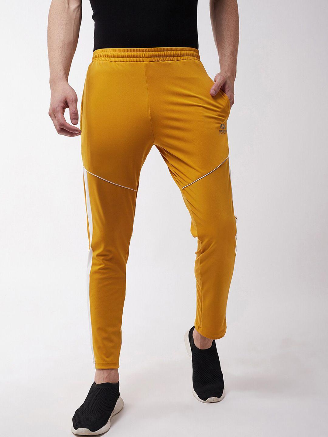 masch sports men mustard yellow solid track pants