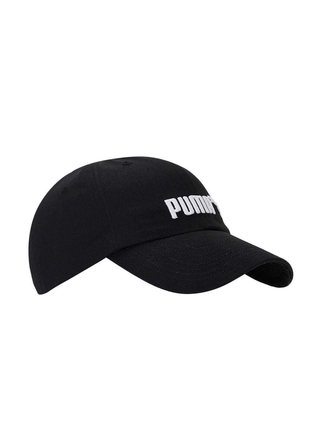 puma unisex black & white brand logo embroidered visor cap