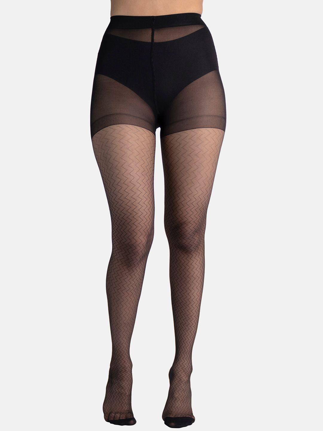 theater women black solid stockings