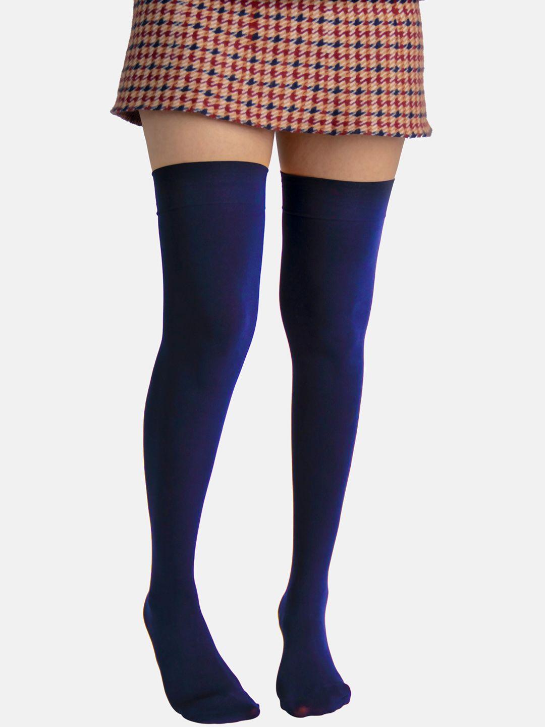 theater women navy blue thigh high stockings